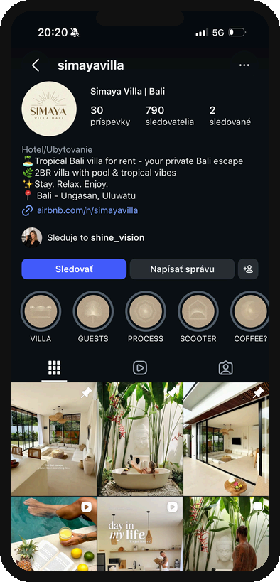 Instagram profile of @simayavilla, our villa in Bali